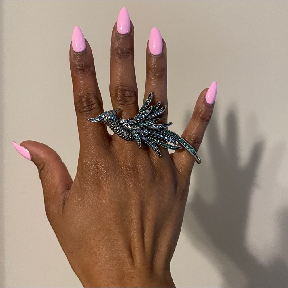 Bird of Paradise Two-finger Rhinestone Ring